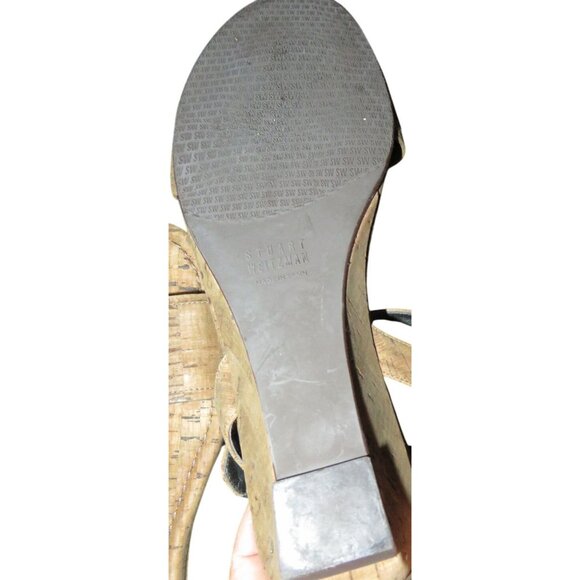 Stuart Weitzman St Barth Walnut Cork Leather Wedge Sandals size 8 MSRP $335 - Picture 7 of 9